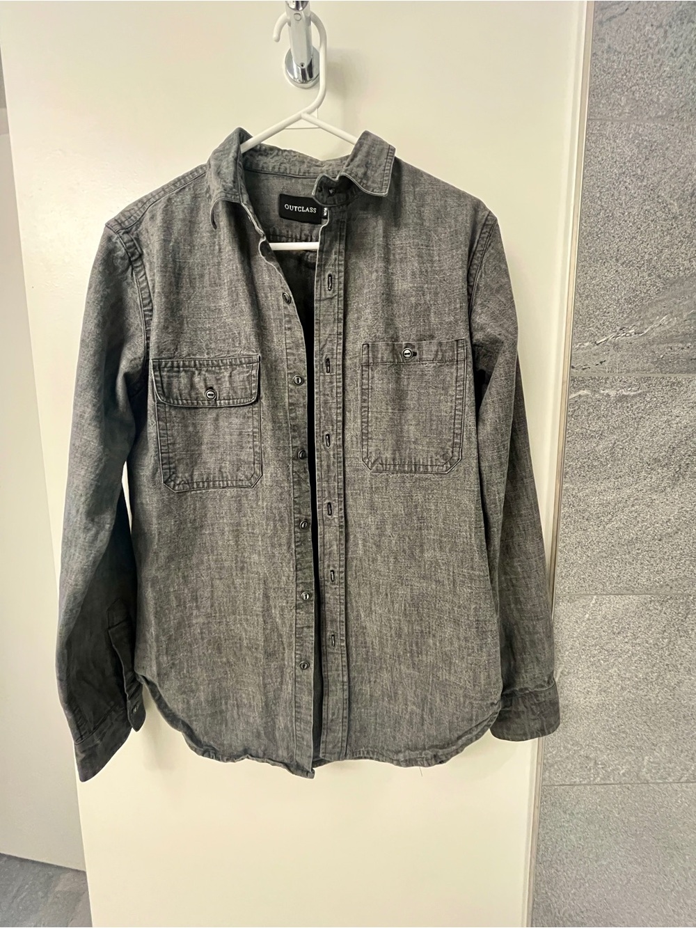 Outclass Men's Black Wash Button-Down Shirt